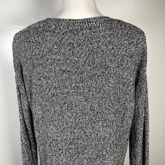 Urban Knit Supply Black White Marled Crewneck Tight Knit Long Sleeve Sweater M - Picture 12 of 14